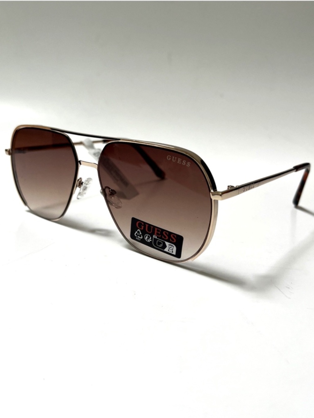 New GUESS Double Bridge Aviator Sunglasses GO00064 Classic Gold Brown